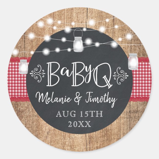 BabyQ GRILLEN Baby Shower Runder Aufkleber (Vorderseite)