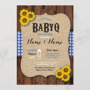 BaByQ GRILLEN Babydusche Blauer Sonnenblume Einlad Einladung