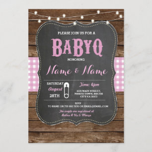 BaByQ GRILLEN Kinderdusche Pink Chalk Wood Einladu Einladung