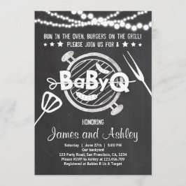BabyQ GRILLEN Paare Duschdusche Babydusche Weiß Einladung