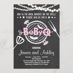 BabyQ GRILLEN Paare Dusche Babydusche Pink Einladung