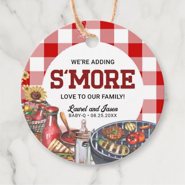 BabyQ GRILLEN Rustic Baby Shower S'more Geschenkanhänger (Vorderseite)