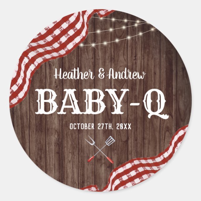 Babyq Jardin BBQ Couples Douche Faveurs Stickers (Devant)