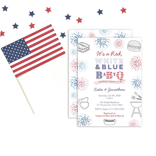 BabyQ Memorial Day Fireworks Paares Baby Shower Einladung (Von Creator hochgeladen)