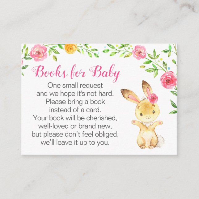 Babyrabbit Niedlich Bunny Animal Girl Buchanfrage Begleitkarte (Vorderseite)
