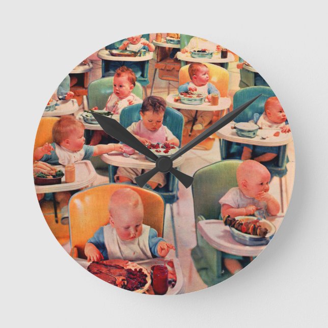Babyrestaurant Runde Wanduhr (Vorderseite)