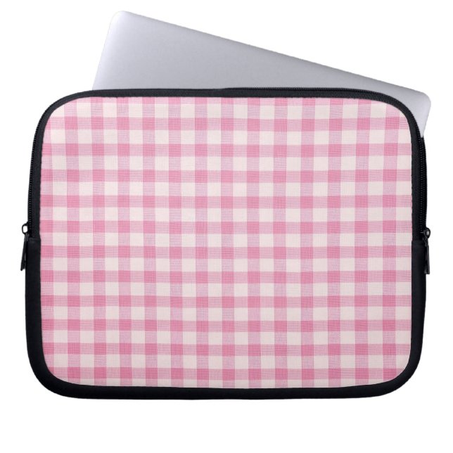 Babyrosa Gingham-Muster Laptopschutzhülle (Vorderseite)