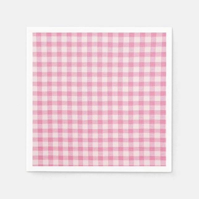 Babyrosa Gingham-Muster Serviette (Vorderseite)