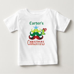 Baby's 1. Christmas Mustache Tree Tshirt