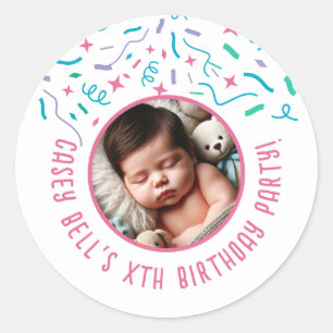 Baby's 1. Geburtstag Kleinkind Kinder Custom Party Runder Aufkleber