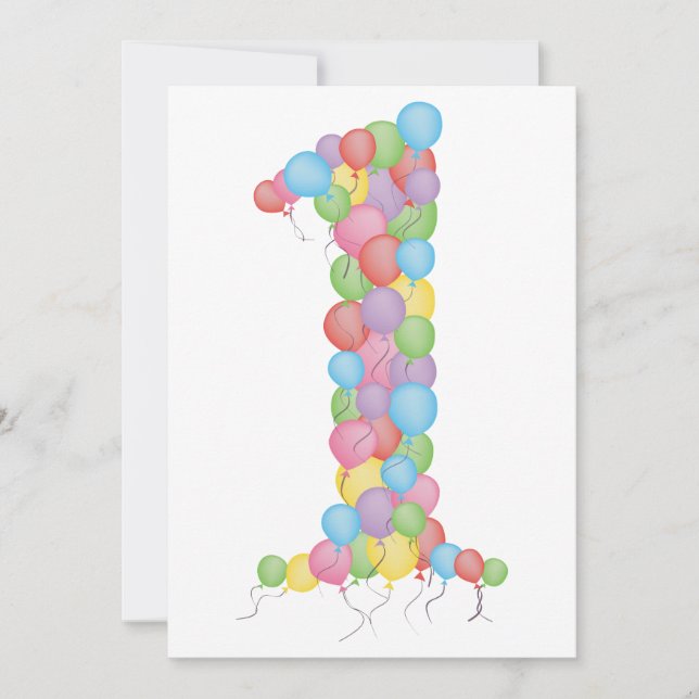 Baby's 1. Geburtstag Party Balloons Custom Einladu Einladung (Vorderseite)