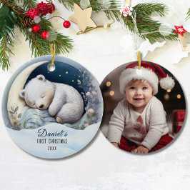 Baby's 1. Niedlicher Weihnachtsbär Custom Keramik Ornament