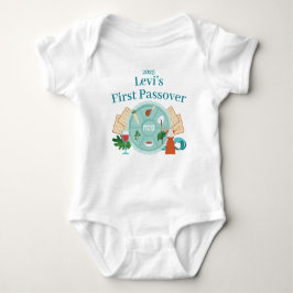 Babys 1. Passover Blue Custom Boy Name Year Baby Strampler