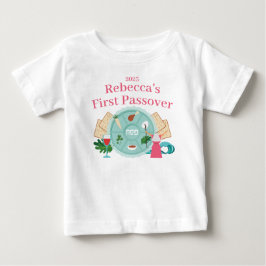 Babys 1. Pessach rosa Jahr des Mädchennamens Baby T-shirt