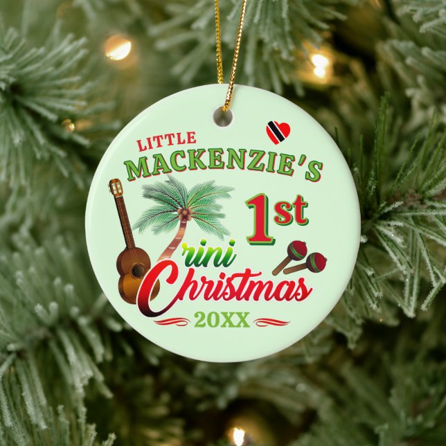 Baby's 1. Trini Christmas GREEN Keramik Ornament (Baum)