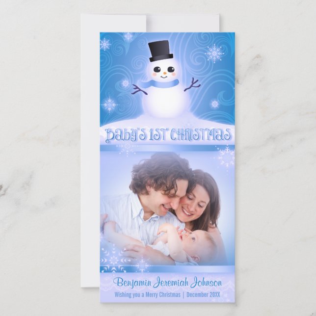 Baby's 1. Weihnachten Niedlich Snowman Blue (Vorderseite)