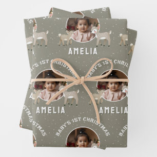 Baby's 1. Weihnachten Rentier Erinnerungsfoto Geschenkpapier Set