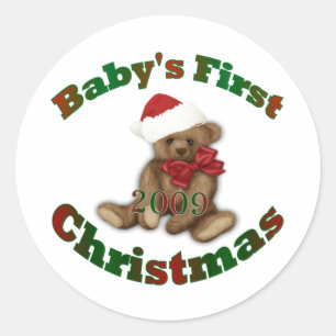 Babys 1. Weihnachten Runder Aufkleber