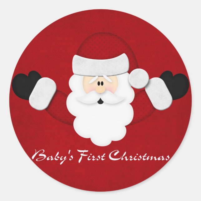 Babys 1. Weihnachten Runder Aufkleber (Vorderseite)