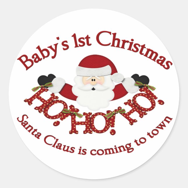 Babys 1. Weihnachten Runder Aufkleber (Vorderseite)