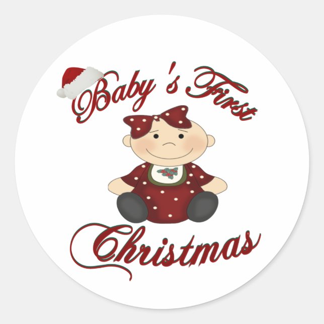 Babys 1. Weihnachten Runder Aufkleber (Vorderseite)