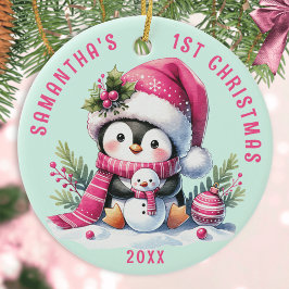 Babys 1. Weihnachts Custom Pink Mint Niedlich Ping Keramik Ornament