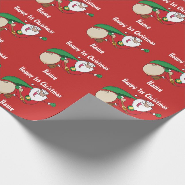 Babys 1. Weihnachts-Personalisiert Superman Santa Geschenkpapier (Ecke)