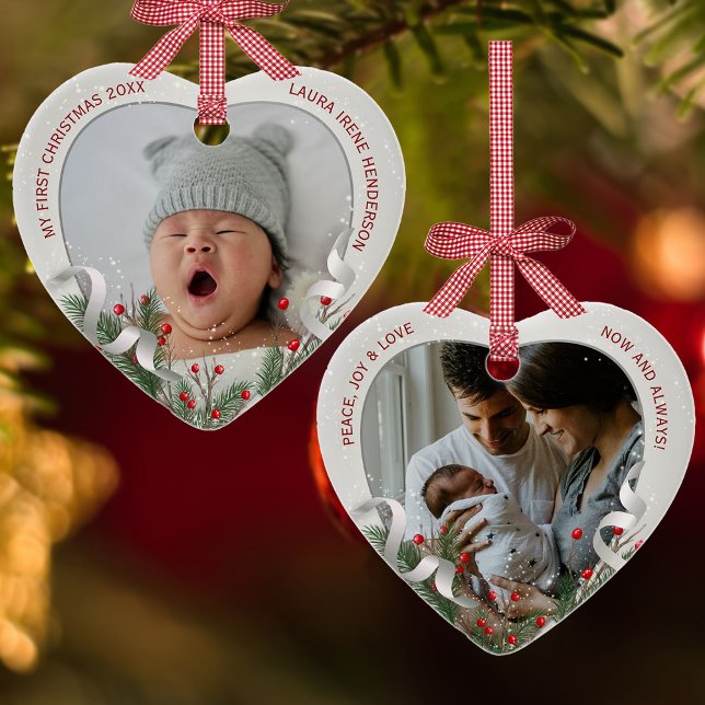 Baby's 1. Weihnachts Silver Frame Foto Keramik Ornament (Von Creator hochgeladen)