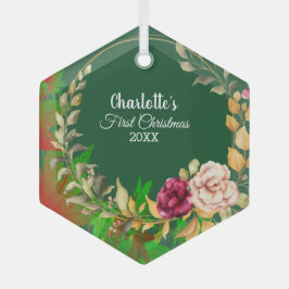 Babys 1. Weihnachtsfarbe Blumenreath Grün Ornament Aus Glas