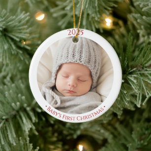 Babys 1. Weihnachtsgeschmack 2-seitiges Foto Keramik Ornament