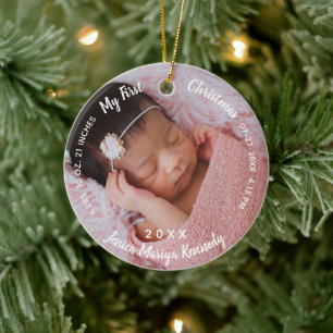 Baby's 1. Weihnachtsjubiläum Geburtsstat Baby Name Keramik Ornament