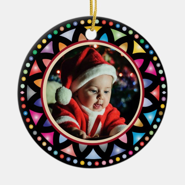 Baby's 1. Weihnachtsschauspiel Foto verklebt Keramik Ornament (Vorne)