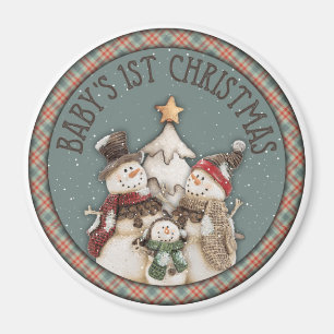 Baby's 1. Weihnachtsschneemänner Magnet