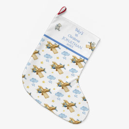 Baby's 1. Weihnachtswasserfarbe Name für Ihm Blue Großer Weihnachtsstrumpf