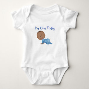 Baby's 1st Birthday African American BoyTshirt Baby Strampler