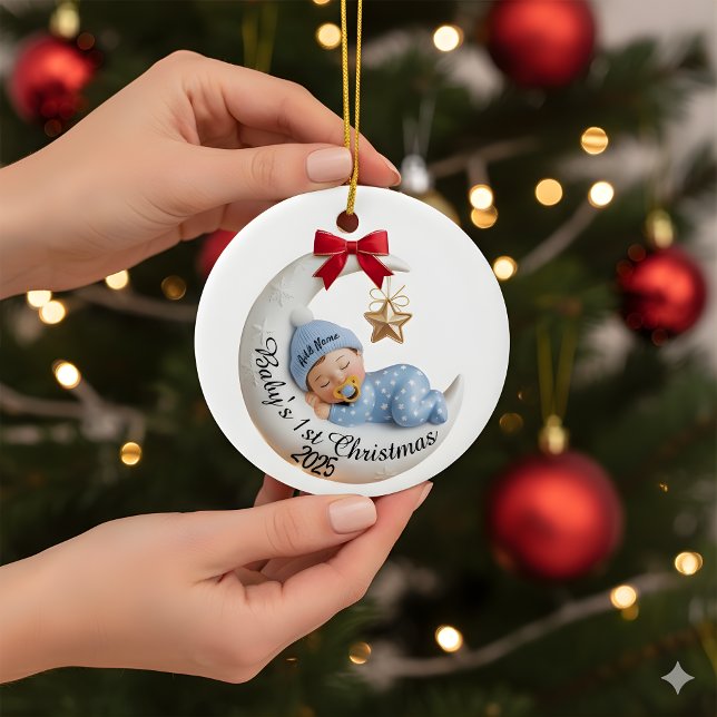 Baby's 1st Christmas 2025 Ornament | Sleeping Moon (Von Creator hochgeladen)