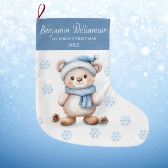 Baby's 1st Christmas Blue Snowflakes Bear  Großer Weihnachtsstrumpf (Von Creator hochgeladen)