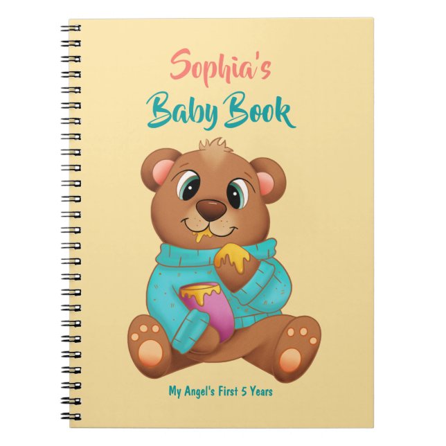 Baby's 1st Five Years Honey Bear DIY Name/Info Yel Notizblock (Vorderseite)