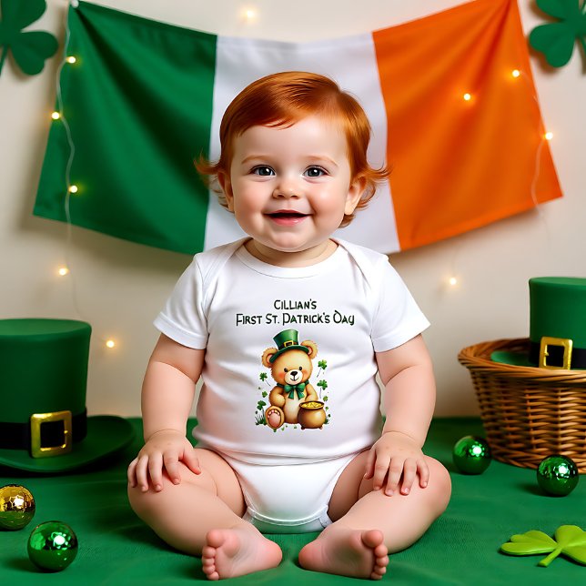 Baby's 1st St. Patrick's Day, Lucky Little One Baby Strampler (Baby's 1st St. Patrick's Day, Lucky Little One Baby Bodysuit, custom name)