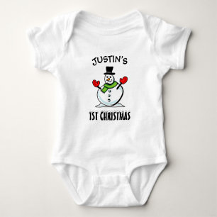 Baby's 1st Weihnachten süßer Schneemann personalis Baby Strampler