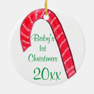 Baby's 1st Weihnachten Weihnachtsmann Zuckerstange Keramik Ornament