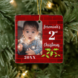 Baby's 2. Weihnachts Red Brick Keepake Keramikornament