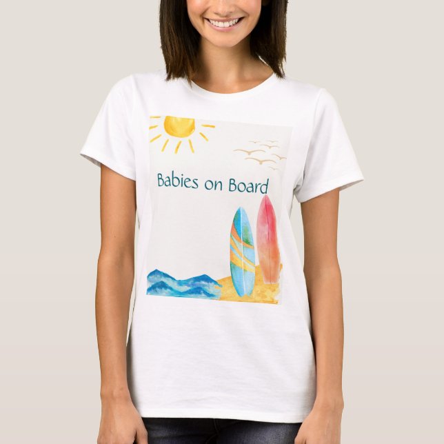 Babys an Bord - Zwillingsjunge Mama T-Shirt (Vorderseite)