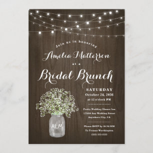 Babys Atem Mason Jar Rustic Bridal Brunch Dusche Einladung