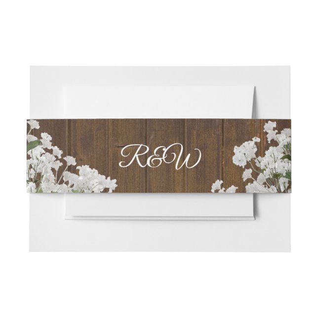 Babys atmen Rustikale Mit Monogramm Hochzeit Bauch Einladungsbanderole (Vorderseite Beispiel)