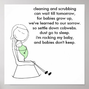 Babys Behielt nicht, Mami, Grün Poster