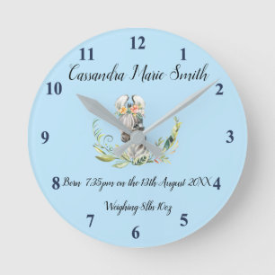 Baby's Birth Memento With Baby Zebra Runde Wanduhr