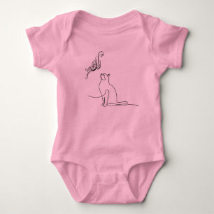 Babys Body mit minimalistischer Katze und Schmette Baby Strampler