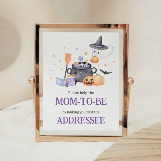Babys Braut Lila Umschlagstation Poster (Baby is Brewing Baby Shower Envelope Station Sign)