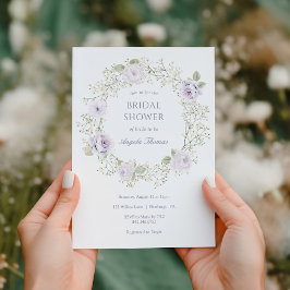 Baby's Breath and Purple Roses Bridal Shower Einladung